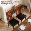 Giantex Wooden Dining Chairs Set of 2, PU Leather Upholstered Kitchen Chair with Rubber Wood Frame, High Slat Back & Padded Seat, Rustic Farmhouse Diner Side Chairs for Living Dining Room