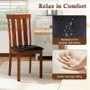 Giantex Wooden Dining Chairs Set of 2, PU Leather Upholstered Kitchen Chair with Rubber Wood Frame, High Slat Back & Padded Seat, Rustic Farmhouse Diner Side Chairs for Living Dining Room