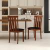 Giantex Wooden Dining Chairs Set of 2, PU Leather Upholstered Kitchen Chair with Rubber Wood Frame, High Slat Back & Padded Seat, Rustic Farmhouse Diner Side Chairs for Living Dining Room