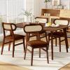 Giantex Wooden Dining Chairs Set of 2, PU Leather Upholstered Kitchen Chairs w/Breathable Mesh Cane Backrest, Rubber Wood Frame, Padded Seat, Farmhouse Armless Side Chairs for Dining Room, Coffee