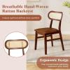 Giantex Wooden Dining Chairs Set of 2, PU Leather Upholstered Kitchen Chairs w/Breathable Mesh Cane Backrest, Rubber Wood Frame, Padded Seat, Farmhouse Armless Side Chairs for Dining Room, Coffee