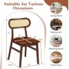 Giantex Wooden Dining Chairs Set of 2, PU Leather Upholstered Kitchen Chairs w/Breathable Mesh Cane Backrest, Rubber Wood Frame, Padded Seat, Farmhouse Armless Side Chairs for Dining Room, Coffee