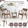 Giantex Wooden Dining Chairs Set of 2, PU Leather Upholstered Kitchen Chairs w/Padded Seat & Back, Rubber Wood Frame, Comfy Modern Armchairs, Mid-Century Side Chairs for Home, Living Room(Walnut+brown)