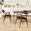Giantex Wooden Dining Chairs Set of 2, PU Leather Upholstered Kitchen Chairs w/Padded Seat & Back, Rubber Wood Frame, Comfy Modern Armchairs, Mid-Century Side Chairs for Home, Living Room(Walnut+black)