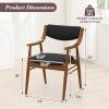 Giantex Wooden Dining Chairs Set of 2, PU Leather Upholstered Kitchen Chairs w/Padded Seat & Back, Rubber Wood Frame, Comfy Modern Armchairs, Mid-Century Side Chairs for Home, Living Room(Walnut+black)
