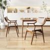 Giantex Wooden Dining Chairs Set of 2, PU Leather Upholstered Kitchen Chairs w/Padded Seat & Back, Rubber Wood Frame, Comfy Modern Armchairs, Mid-Century Side Chairs for Home, Living Room(Walnut+brown)