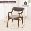 Giantex Wooden Dining Chairs Set of 2, PU Leather Upholstered Kitchen Chairs w/Padded Seat & Back, Rubber Wood Frame, Comfy Modern Armchairs, Mid-Century Side Chairs for Home, Living Room(Walnut+brown)
