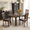 Giantex Wooden Dining Chairs Set of 2, Upholstered Kitchen Chairs w/Slat Back, Wear-Resistant PVC Leather, Rubber Wood Legs, Farmhouse Dining Side Chairs for Dining Room, Living Room, Espresso(2)