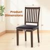 Giantex Wooden Dining Chairs Set of 2, Upholstered Kitchen Chairs w/Slat Back, Wear-Resistant PVC Leather, Rubber Wood Legs, Farmhouse Dining Side Chairs for Dining Room, Living Room, Espresso(1)