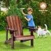Giantex Wooden Kid’s Adirondack Chair – All Weather Patio Chair with High Backrest, Arm Rest, 110 LBS Weight Capacity, Outdoor Fir Wood Porch Chair for Balcony, Backyard, Poolside, Yard (1, Coffee)(Coffee)