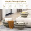 Giantex Woven Laundry Basket 24″/20″/16″- Set of 3 Stackable Storage Baskets with Handles, Large Oval Kans Grass Woven Baskets Laundry Hamper for Throw Blanket Clothes Living Room Bedroom