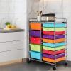 Topment Plastic Boxes 15 Drawer Rolling Organizer Cart Utility Storage Tools Scrapbook Paper Multi-Use