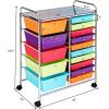 Topment Plastic Boxes 15 Drawer Rolling Organizer Cart Utility Storage Tools Scrapbook Paper Multi-Use
