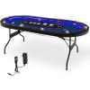 Giantex 10 Players Poker Table with Cup Holder, Folding Casino Leisure Table with 4 USB Ports, Extra Lights, Easy to Assemble, Foldable Game Poker Tables for Texas, Card Games, Blue(Blue)