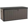 Giantex 100 Gallon Deck Box, Waterproof Resin Box with Lockable Lid, 440Lbs Outdoor HDPE Storage Container Bench for Patio Furniture Cushions, Pool Tools & Garden Accessories (Grey)(Black+Brown)