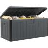 Giantex 100 Gallon Deck Box, Waterproof Resin Box with Lockable Lid, 440Lbs Outdoor HDPE Storage Container Bench for Patio Furniture Cushions, Pool Tools & Garden Accessories (Grey)(Grey)