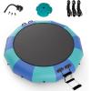 Giantex 10Ft 12Ft 15Ft Inflatable Water Trampoline, Floating Rebounder Trampoline with 500W Blower and 3-Step Rope Ladder, Kids Adults Recreational Water Trampoline for Pool, Lake(Blue/ Green)