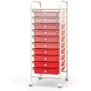 Giantex 12 Drawer Rolling Cart with Drawers, Storage Organizer Cart for Classroom Office School Teacher, Mobile Drawer Cart for Tools, Crafts, Small Printer, Macaron Multicolor(Red)