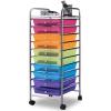Giantex 12 Drawer Rolling Cart with Drawers, Storage Organizer Cart for Classroom Office School Teacher, Mobile Drawer Cart for Tools, Crafts, Small Printer, Macaron Multicolor(Multicolor)