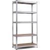 Giantex 2 Pieces Shelving Rack Storage Shelf Steel Garage Utility Rack 5-Shelf Adjustable Shelves Heavy Duty Display Stand for Books, Kitchenware, Tools Bolt-Free Assembly 36″x 16″x 72”, Silver(Silver)