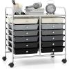Giantex 20-Drawer Storage Drawer Cart, Rolling Organizer Cart for Office School Tools Scrapbook Paper, Utility Rack on Wheels (Multicolor)(Black Gradient)