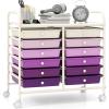 Giantex 20-Drawer Storage Drawer Cart, Rolling Organizer Cart for Office School Tools Scrapbook Paper, Utility Rack on Wheels (Multicolor)(Purple Gradient)