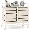 Giantex 20-Drawer Storage Drawer Cart, Rolling Organizer Cart for Office School Tools Scrapbook Paper, Utility Rack on Wheels (Multicolor)(White)