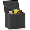 Giantex 25 Gallon Outdoor Storage Box, Patio Deck Box with Lockable Lid, Wicker-woven Texture, Waterproof Storage Bench for Pool Accessories, Garden Tools, Package Delivery, Patio Furniture (Black)(Black)