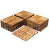 Giantex 27 PCS Interlocking Patio Deck Tiles, 12 x 12in Acacia Hardwood Floor Tiles, Tools Free Assembly, 27 sq. Ft Wood Composite Deck Flooring Pavers for Outdoor & Indoor, Checker Pattern(20 PCS)