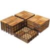 Giantex 27 PCS Interlocking Patio Deck Tiles, 12 x 12in Acacia Hardwood Floor Tiles, Tools Free Assembly, 27 sq. Ft Wood Composite Deck Flooring Pavers for Outdoor & Indoor, Checker Pattern(27 PCS)
