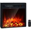 Giantex 28.5″ Electric Fireplace Insert, Wall Recessed/Mounted, Freestanding Fireplace with Remote Control, 3 Color Adjustable Flames, 2 Modes Heat, 8 H Timer, 5 Brightness Settings, 750/1500W Heater(18-inches)