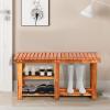 Giantex 2-Tier Shoe Bench Entryway Shoe Rack with Seat, Wood Organizer for Hallway, Bathroom, Living Room, Corridor Storage Shelf 350 Lb Weight Capacity (Teak Color)(Teak Color)