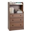 Giantex 3 Drawers Dresser for Bedroom – Modern Storage Dresser Chest of Drawers with 2 Shelves, 3 Pull-Out Drawers, Tall Nightstand with Anti-toppling Device for Bedroom Living Room Entryway (Walnut)(Walnut)