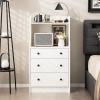 Giantex 3 Drawers Dresser for Bedroom – Modern Storage Dresser Chest of Drawers with 2 Shelves, 3 Pull-Out Drawers, Tall Nightstand with Anti-toppling Device for Bedroom Living Room Entryway (Walnut)(White)