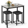 Giantex 3 Pcs Dining Table and Chairs Set with Faux Marble Tabletop 2 Chairs Contemporary Dining Table Set for Home or Hotel Dining Room, Kitchen or Bar (Beige & Black)(Beige & Black)
