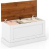 Giantex 35.5-Inches Storage Chest with Safety Metal Hinges, Wooden Flip Top Tool Trunk, Hydraulic Strut, Organizer Box, Large Farmhouse Storage Bench for Bedroom, Living Room, Entryway (White)(Brown+white)