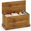 Giantex 35.5-Inches Storage Chest with Safety Metal Hinges, Wooden Flip Top Tool Trunk, Hydraulic Strut, Organizer Box, Large Farmhouse Storage Bench for Bedroom, Living Room, Entryway (White)(Oak)