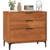 Giantex 3-Drawer Dresser for Bedroom, Multipurpose Chest of Drawers, Mid-Century Modern Storage Cabinet with Anti-Tip Kit, Clothes Organizer, 30”W Nightstand for Closet, Living Room, Entryway, Cherry(1)