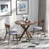 Giantex 3-Piece Dining Table and Chair Set, Wooden Kitchen Table Set, Farmhouse Round Kitchen Table and 2 Cushioned Dinette Chairs, Mid-Century Dining Table Set for Dining Room, Living Room