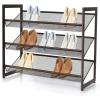 Giantex 3-Tier Metal Shoe Rack, Shoe Storage Organizer with Adjustable Angled or Flat Mesh Shelf for 9 to 12 Pairs of Shoes, Freestanding Shoe Shelf for Bedroom, Entryway, Closet, Hallway(3-Tier)