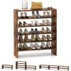 Giantex 3-in-1 Vertical Shoe Rack, 6-Tier Free Standing Shoe Storage Organizer w/Stackable Design for 18 Pairs, 31 Inch Wide Wood Shoe Shelf for Closet, Entryway, Living Room, Office, White(Brown)