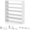 Giantex 3-in-1 Vertical Shoe Rack, 6-Tier Free Standing Shoe Storage Organizer w/Stackable Design for 18 Pairs, 31 Inch Wide Wood Shoe Shelf for Closet, Entryway, Living Room, Office, White(White)