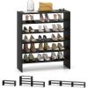 Giantex 3-in-1 Vertical Shoe Rack, 6-Tier Free Standing Shoe Storage Organizer w/Stackable Design for 18 Pairs, 31 Inch Wide Wood Shoe Shelf for Closet, Entryway, Living Room, Office, White(Black)