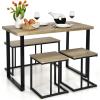 Giantex 4 Piece Dining Table Set, 47.5” Kitchen Table and Chairs for 4, Nesting Furniture Set w/Bench & 2 Stools, Space-Saving Table Set, Modern Functional Desk Set for Dining Room Restaurant, Oak