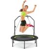 Giantex 40″ Foldable Mini Trampoline, Indoor Fitness Trampoline with 42.5”-51.5″ Height Adjustable Handle, Resistance Bands, Rebounder Exercise Trampoline for Adults, Kids(Green)