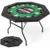 Giantex 48″ Poker Table Foldable – 8 Player Octagon Texas Holdem Poker Tables w/ 8 Cup Holders, Casino-Grade Felt Surface, Padded Rails, Portable Folding Card Game Table for Blackjack (Green+Black)(Green+black)