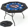 Giantex 48″ Poker Table Foldable – 8 Player Octagon Texas Holdem Poker Tables w/ 8 Cup Holders, Casino-Grade Felt Surface, Padded Rails, Portable Folding Card Game Table for Blackjack (Green+Black)(Blue+black)