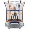 Giantex 48″ Toddler Trampoline With Safety Enclosure Net, Seamless Design for Kids Aged 3-6, Indoor Outdoor Mini Small Birthday Gift for Boys Girls(Orange/Blue)