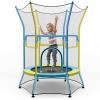 Giantex 48″ Toddler Trampoline With Safety Enclosure Net, Seamless Design for Kids Aged 3-6, Indoor Outdoor Mini Small Birthday Gift for Boys Girls(Yellow/Blue)