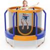 Giantex 48″ Trampoline for Kids, Toddler Trampoline with Safety Enclosure Net, Max Load 265 Lbs, Outdoor Mini Trampoline with Net for Kids, Indoor Small Trampoline Gifts for Boys Girls Aged 3-6(Blue+ Orange)